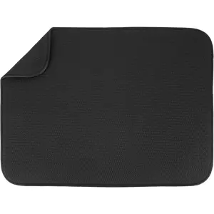 XL Absorbent Microfiber Dish Drying Mat 18” x 24”, Extra Large Kitchen Counter Drying Pad for Dishes, Utensils, Pots and Pans, Diamond Texture Black