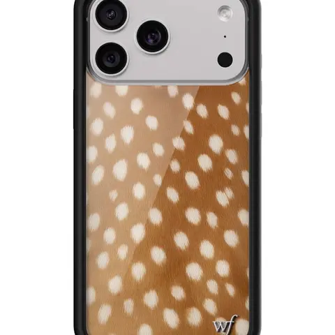 Wildflower Cases Custom Limited Edition Fawn Fur iPhone Smartphone Case - Brown & Tan Aesthetic, Raised Black Shockproof Bumper, Durable Protector, Women's Owned Small Business, Gift for Her