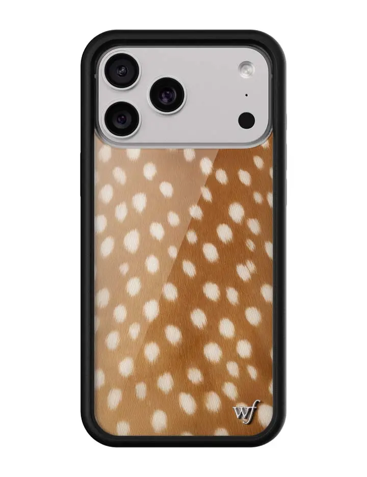 Fawn | Limited Edition Trendy iPhone Case | Raised Protective Black Bumper | Women Owned Small Business | Brown and Tan Fawn Fur Design Aesthetic Cute | Safety Casing Protective | Gift for Her