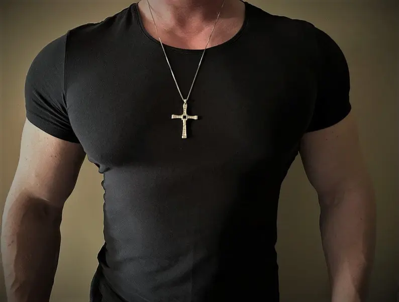 925 Sterling Silver Dominic Cross Toretto Chain Pendant Necklace