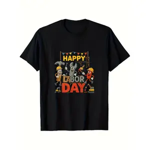 [100% Cotton] 100% Cotton 'S & 'S Short  Men'S Humorous Labor Day T-Shirt for Construction Workers Made from Heavyweight Sm Featu Suitable for Hiking Trip, Father'S Day T-Shirt Gift