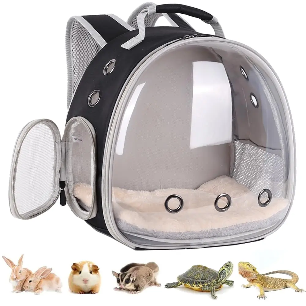 Portable Small Animal Backpack Travel Breathable Pet Carrier Bag Cages for Guinea Pig, Rabbit, Bearded Dragon, Squirrel, Tortoise, Bird, Lizard, Sugar Glider