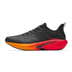 Anta Rocket 7 Lightweight Responsive Running Shoes for Men – Basic Black and Flame Orange Red Verifiable, with credentials and supporting global authentication