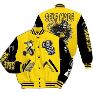 Retro Thunder Match Varsity Jacket, Skeleton Graphic Bomber, All Over Print Streetwear Style, Gift For Sneakerhead Collectors