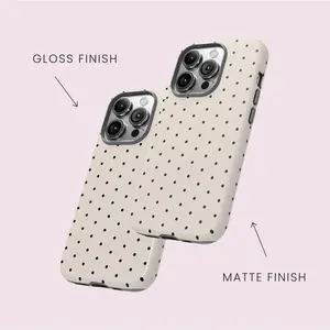 Charming Polka Dot Phone Case for iphone 17 pro phone cases 16 15 14 13 12 11 X XR 8Pro Max - Black & White Cute Protective Cover Shockproof Protector Gloss Cover