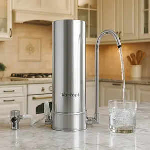 Vortopt F7: Fast Flow Countertop Filter! 12 Months/8000 Gal, 5-Stage, Cuts Chlorine & Odors, Adds Minerals