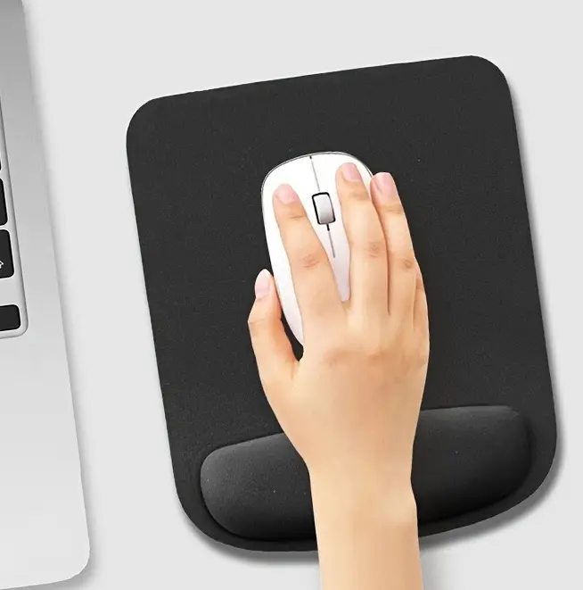 1pc Black Ergonomic Mouse Pad with Wrist Support, Memory Foam Non-Slip Rubber Base, Gaming Mouse Pad