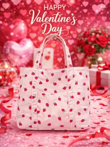 Women's Bohemian Style Corduroy Tote Bag with Strawberry Print, Large Capacity Shoulder and Crossbody Bag for Daily Use and Parties, Perfect Valentine's Gift for Camping and Shopping, Strawberry Themed Bag