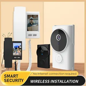 Y9U-KP1 Wireless Visual Intercom Doorbell,Doorbell camera with monitor, Doorphone No WiFi Needed,3.5 Inches IPS Screen Monitor,Infrared Night Vision,One-Button Pairing,2-Way Intercom,can rechargeable,One-Click Doorphone Telephone,Style for Home/Office.