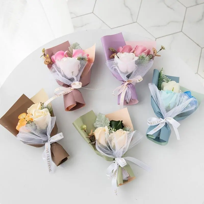 Mini Artificial Rose Bouquet – Single Piece, Faux Flower Decor, Romantic Home Gift.