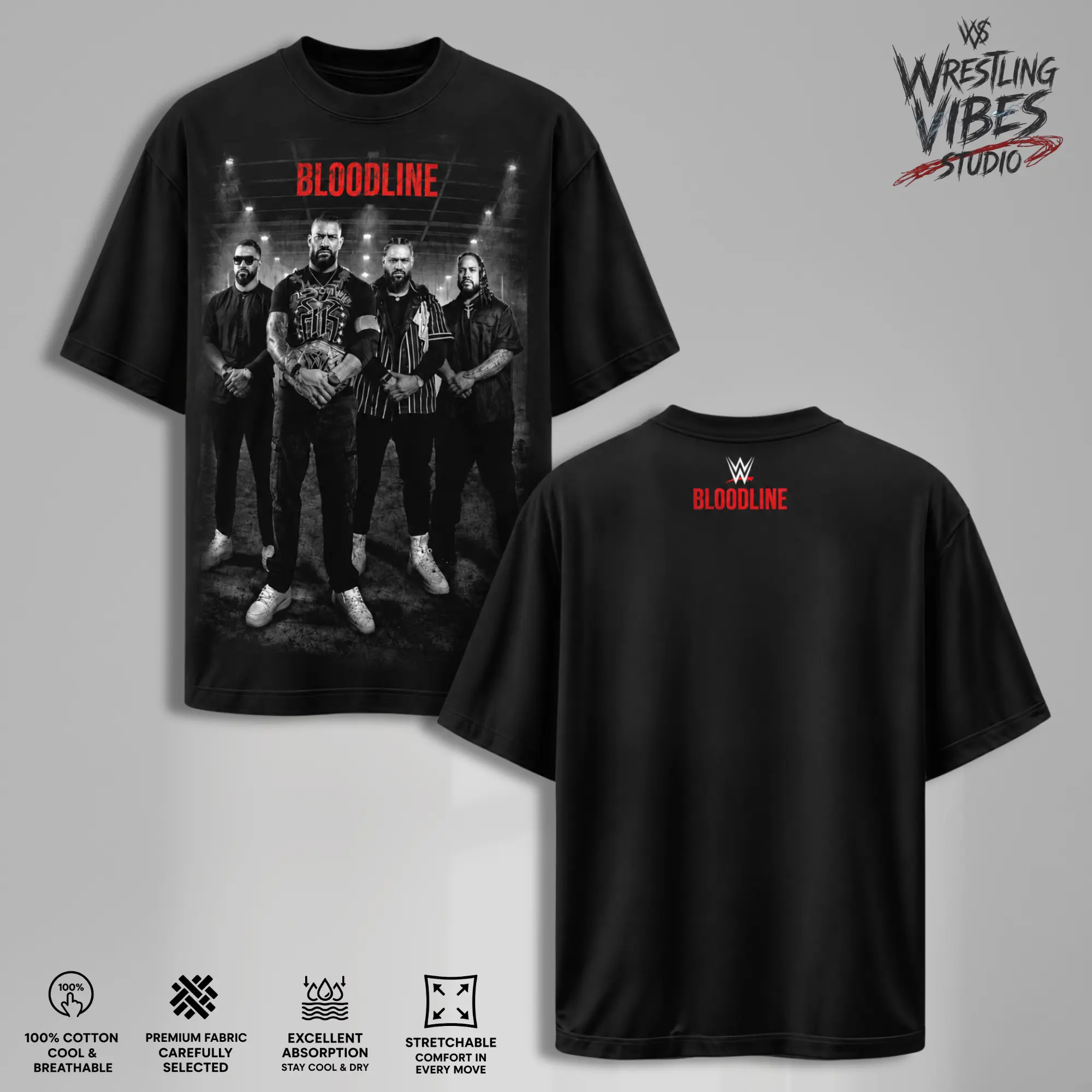 WWE The Bloodline Authentic Photo T-Shirt Vintage Oversized Graphic Champion Tee – Y2K Premium Cotton Top Trendy Streetwear Unisex Wrestling Gift Fans
