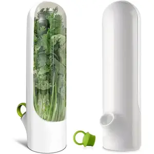 Single Pod Fresh Herb Keeper Container - Refrigerator Freshness Extender for Cilantro, Mint, Parsley, Asparagus, Keeps Greens Fresh 2-3 Weeks, Specialty Kitchen Utensil