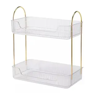 2-Tier Bathroom Countertop Organizer, Cosmetics Skincare Organizer in Clear Adrinfly