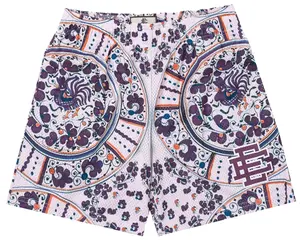 Eric Emanuel Men's Basic Fit Casual Athletic Shorts - Purple Rooster Floral Print Menswear Bottoms