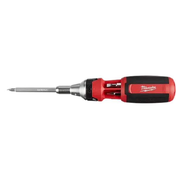 Milwaukee 48-22-2322 Magnetic Ratchet Screwdriver, 9-in-1 Square Drive Ratcheting Multi-bit Driver