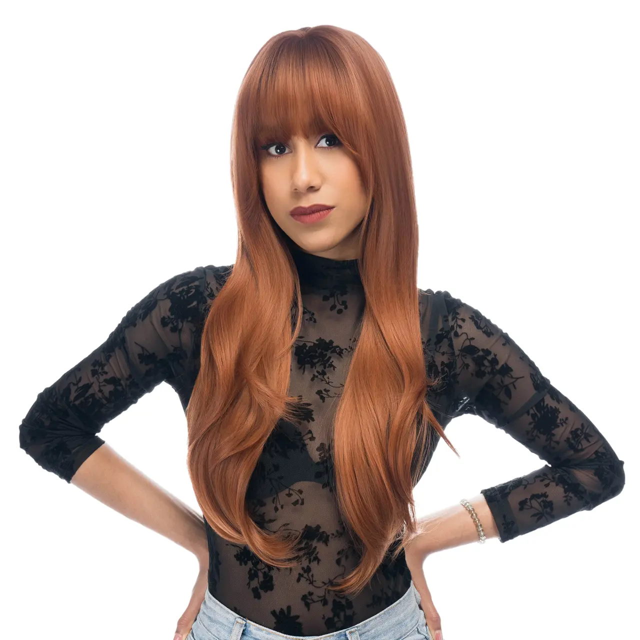 26-Inch Gingersnap Copper Straight Lightly Wavy Synthetic Wig | 【Heat Resistant】【Cap Included】 | #18 41FSGB
