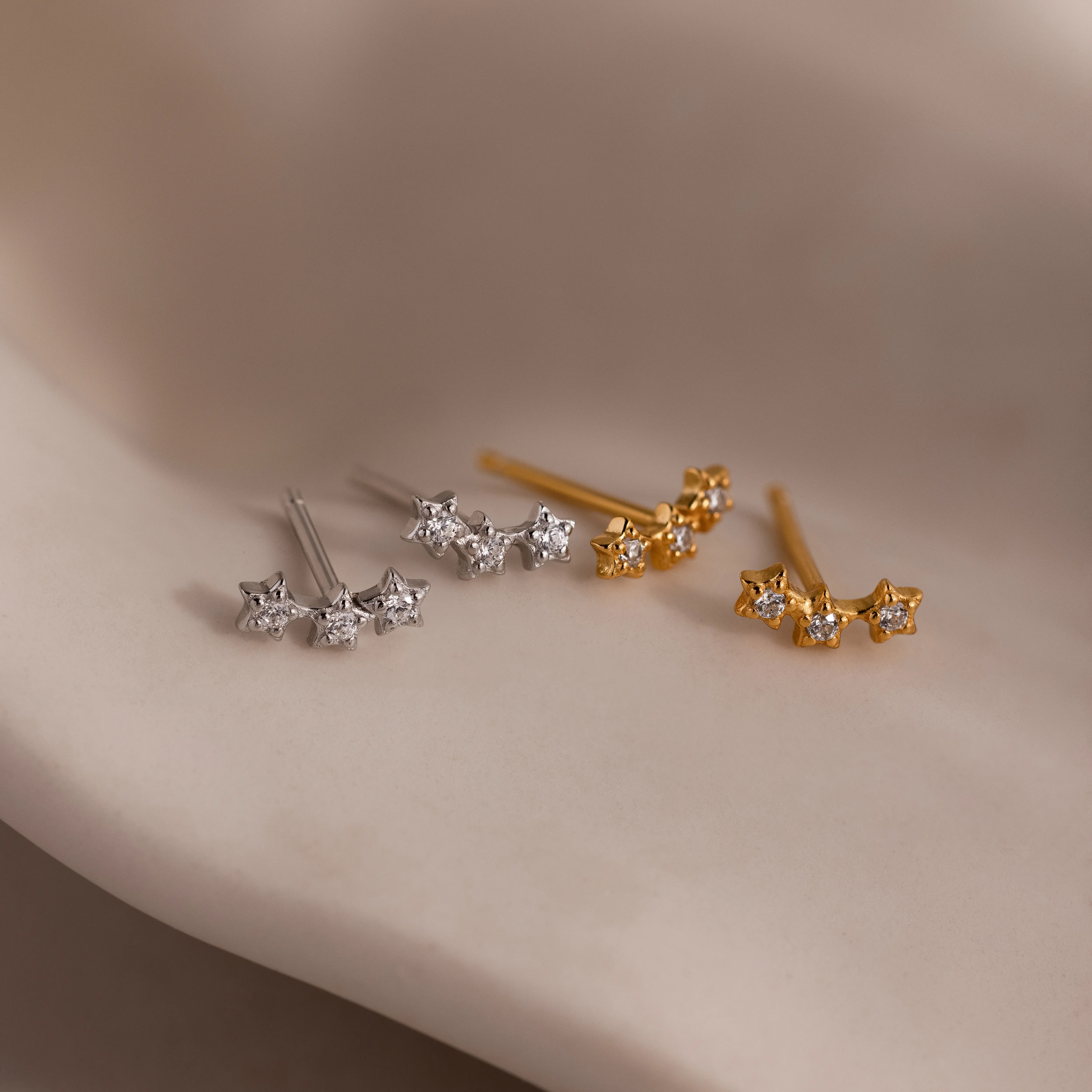 Stella Star Studs by Caitlyn Minimalist - Tiny Cluster Diamond Stud Earrings - Dainty Celestial Jewelry - Birthday Gift for Her