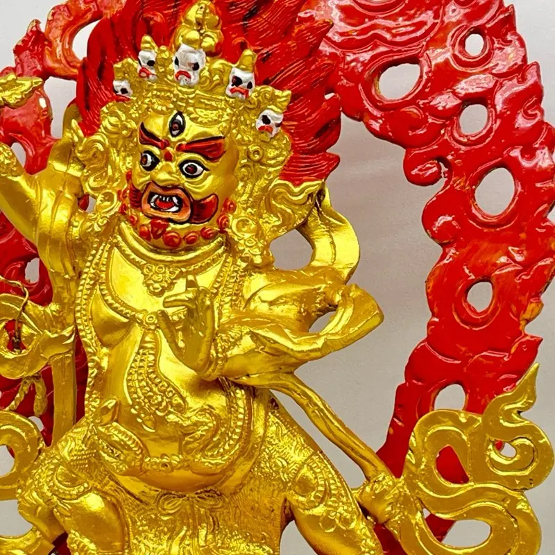 Nepali Copper Handmade Bhairav Sculpture Handcrafted on Copper Made in Nepal Authentic Artisan Craft