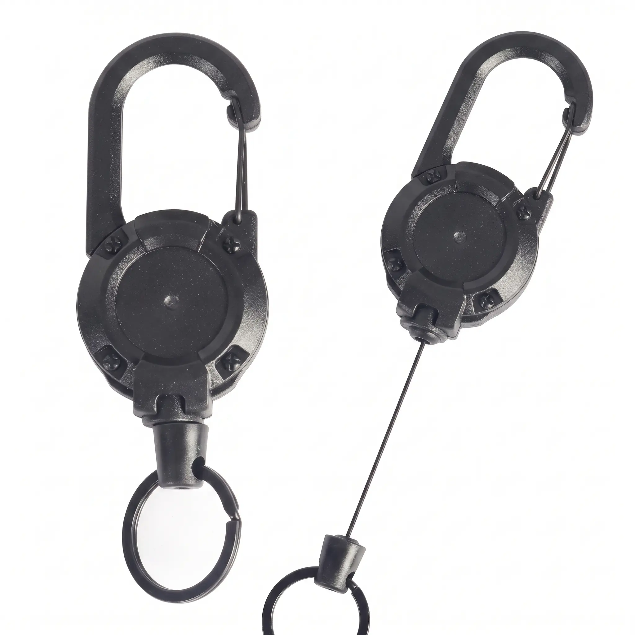 2026 New Unisex Adult Heavy-Duty Tactical Badge Holder Keychain Set (2-Pack) - 23.6in High Resilience Steel Retractable Cord, Carabiner Clip, Sturdy Key Ring, Anti-Lost Home Organizer Accessory for Work/Personal Use