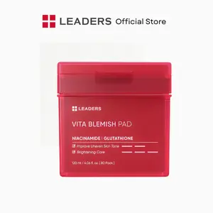 [LEADERS Official] Vita Blemish Pad – Brightening & Tone‑Evening Treatment Pads to Help Fade Dark Spots, Improve Uneven Skin Tone & Enhance Radiance – Gentle, Vegan‑Certified Gauze Pads for All Skin Types, 80 Pads / 120 ml