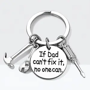 Father Keychain Gift for Son Daughter, Perfect Christmas Father's Day Present, Dad Keyring Thank You Gift, 1pc Dad Key Fob, Stainless Steel Keychain, Keychain Pendant