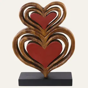 Twin Souls – Handmade Wooden Hearts Sculpture, Symbol of Love