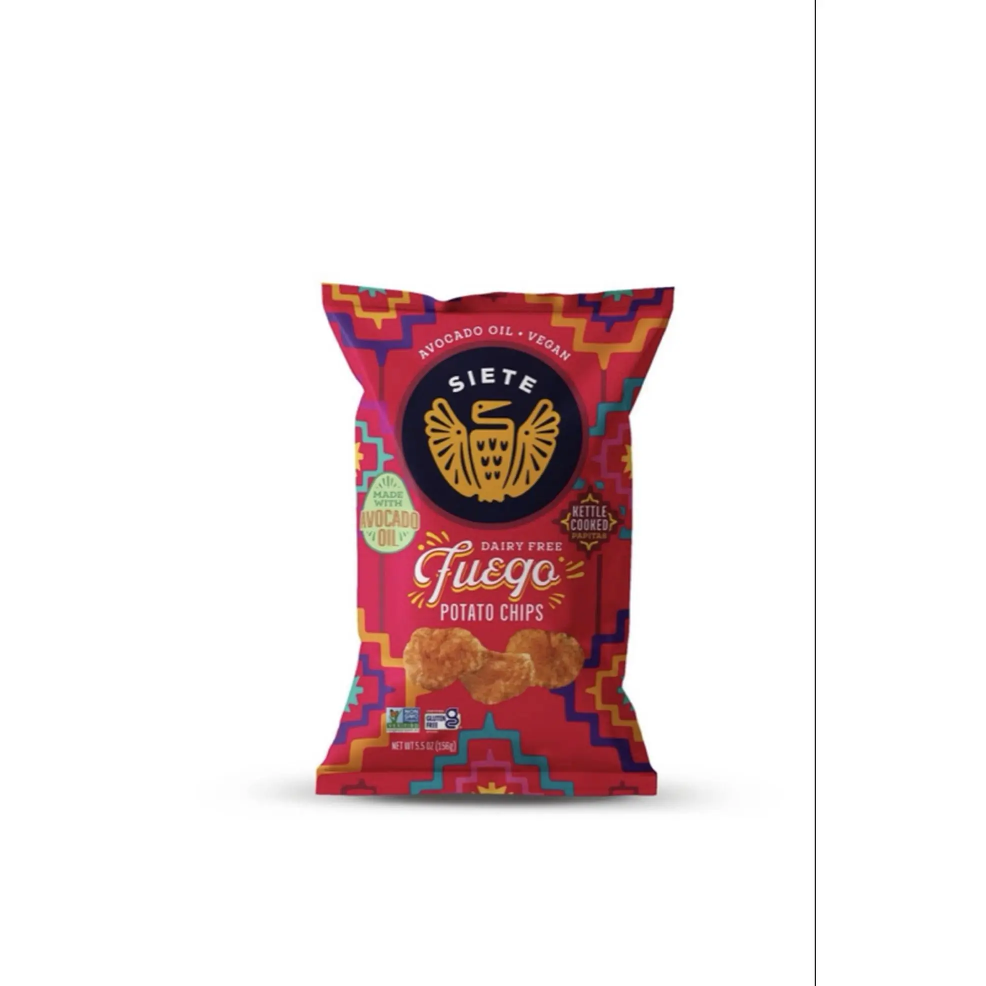 Siete Fuego Potato Chips - Avocado Oil Vegan Kettle Cooked Dairy Free Snack