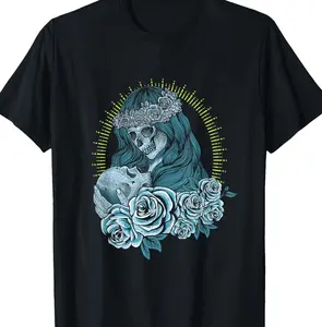 Santa Muerte Female Deity Mexican Dead Satanic Sugar Skull T-Shirt