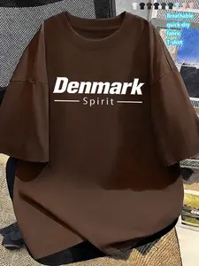 Denmark Spirit Minimalist Line Print Men's Crew Neck Short Sleeve T Shirt Quick Dry Breathable Sweat Wicking Summer Casual All Match Gym Workout Daily Wear Nordic Trend 9 Colors Available Lightweight Skin Friendly Trendy Men's Summer Clothing Essentials