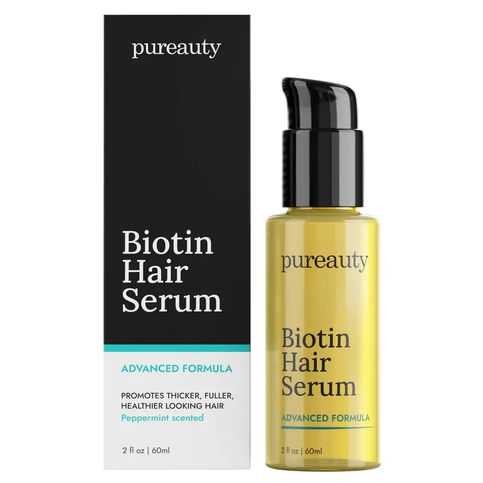 Biotin Hair Growth Serum Advanced Topical Formula To Help Grow Healthy Strong Hair Suitable for Men and Women of All Hair Types Hair Loss Support By Pureauty Naturals 2 Fl Oz (Pack of 1)