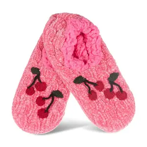 Memoi Women's Cozy Cherries Chenille Sherpa Lined Slippers