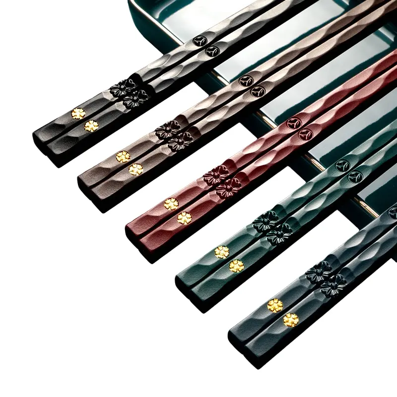 5 Pairs Premium Chinese Chopsticks Set, Durable Pet Material, 9.57 Inch Length, Includes Container, Perfect for Sushi & Asian Cuisine, Tableware, Cutlery, Utensils, Kitchenware, Home