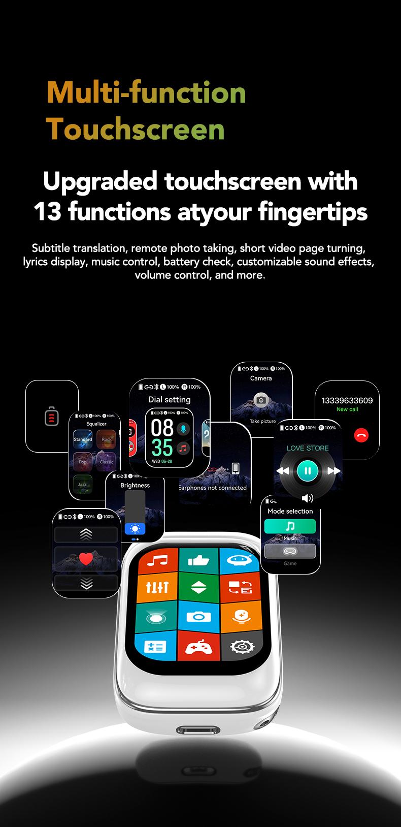 HTC NE48 Slider Earbuds Bluetooth 6.0 Earphones, Multifunctional LED Display Wireless Earphones ,Suitable for Office, Sports, Study and Audio Calls,Built-in Microphone