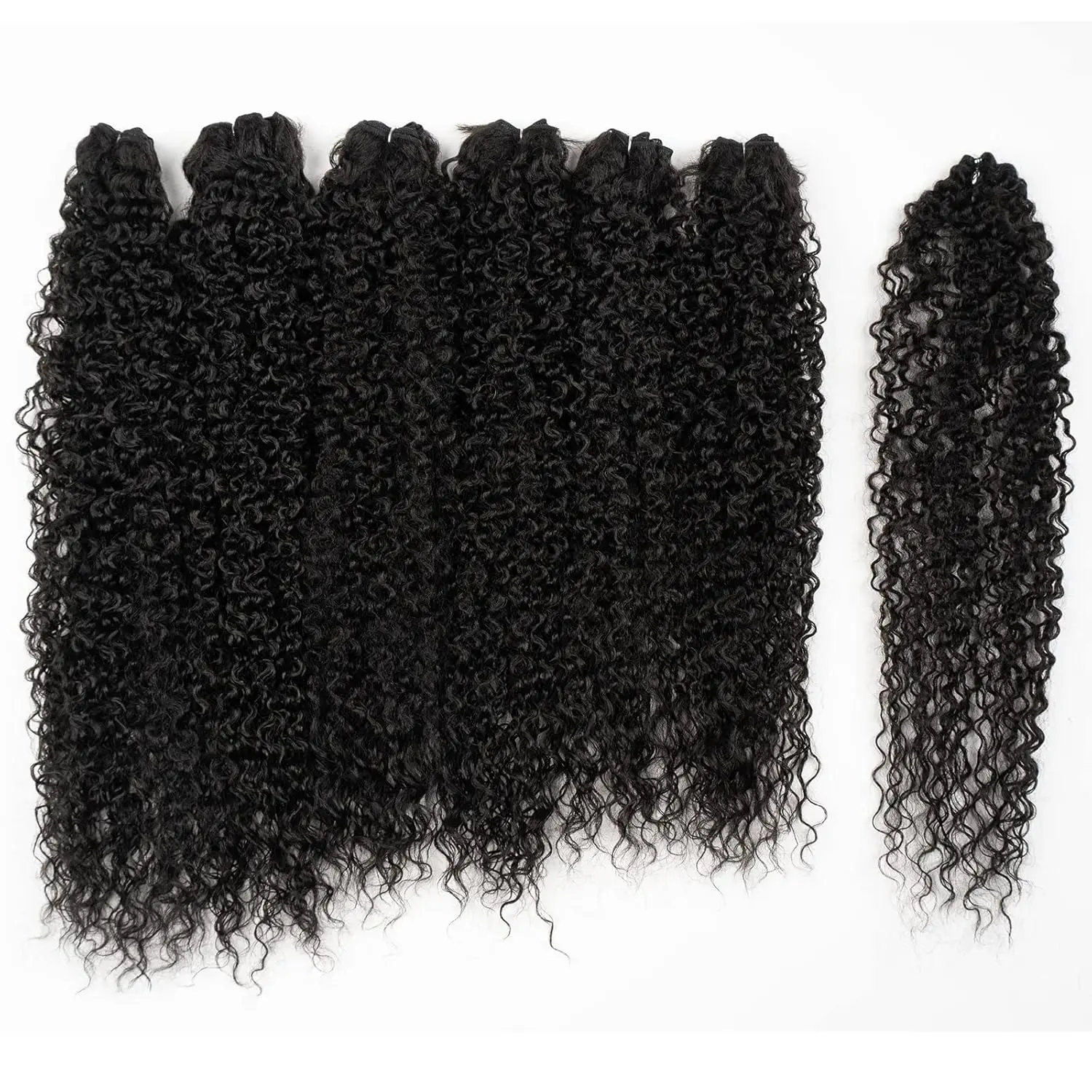 Synthetic Hair Weave Extensions - 7-Count Afro Kinky Tight Curls, 220g High-Temperature Fiber, 22/24/26 In, 1B Color, Ideal for Ponytail/Crochet Hairstyles & DIY Synthetic Extensions & Pieces, Ponytail Hairstyles, Diy Extensions