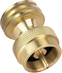 GASPRO 1lb Propane Tank Adapter, 20lb to 1lb Converter, Hook Up Small Propane Tanks When 20lb Ran Out, Solid Brass