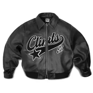 Y2K Hip Hop Genuine Leather Jacket? C Retro Embroidered Zip-Up Motorcycle Streetwear Bomber Jacket, Men’s Casual Long-Sleeve Top, Black (2)
