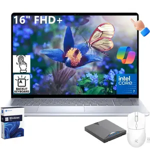 Dell Inspiron 16 Touchscreen Laptop, 64GB RAM, 4TB SSD, Intel Core 7 150U, Windows 11 Pro, 16'' FHD+ Display, AI Copilot Key, Fingerprint Reader, Backlit KB,ICE BLUE