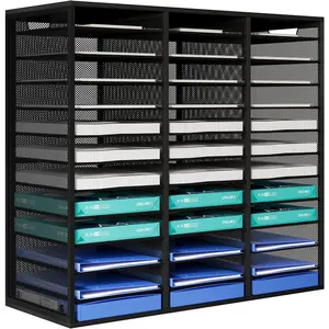 Adjustable Countertop Mail Holder Heavy Duty Literature Organizer Student Mailbox for Classroom Desktop Bill Paper Organizer for Office Home School 36 Compartments Black