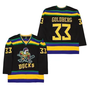 Mighty Ducks #96 Charlie Conway #99 Adam Banks #33 Greg Goldberg,90s Movie Ice Hockey Jersey for Men