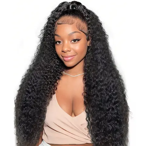 Beluck 100% Human Hair Glueless Hairline Wig for Black Women - 6x5 HD Pre-Cut Lace Front, Average 22.5 Inch Deep Curly Texture, Smooth, Can Be Dyed/Bleached/Restyled