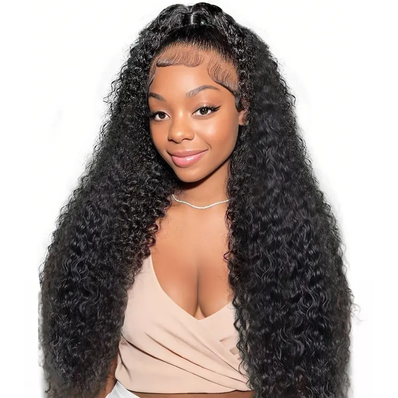 Beluck 100% Human Hair Glueless Hairline Wig for Black Women - 6x5 HD Pre-Cut Lace Front, Average 22.5 Inch Deep Curly Texture, Smooth, Can Be Dyed/Bleached/Restyled