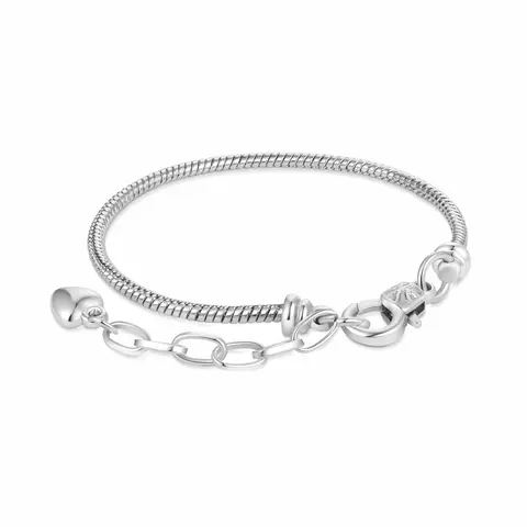 GNOCE Heart-Shaped Adjustable Bolo Jewelry Bracelet - Stainless Steel Snake Chain, Lobster Clasp, Extender, Cadmium-Free Anallergic Metal for DIY Charm Making, Daily Wear (Ideal for Birthday, Thanksgiving Gifts)