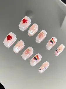 Personalized Pride Rainbow | Premium Press on Nails | Reusable Gel Nails | Cute Colorful Artist Nails | Daily Friendly Nails