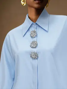 Fashionable women's clothing, buttons, unique rhinestone shirts, Button Up Blouse, Womenswear, Fitted