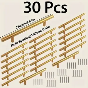 30-Piece Long Cabinet Door Handles Set, Kitchen Hardware Door Pulls, Metal Material, Screw Length 0.98 Inch, High Integration, Metal Construction