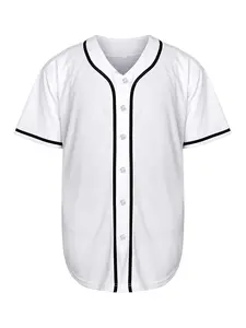 Blank Plain Hip Hop Hipster White Baseball Jersey Button Down Shirts Sports Uniforms Men Women Jersey Athletic Tops