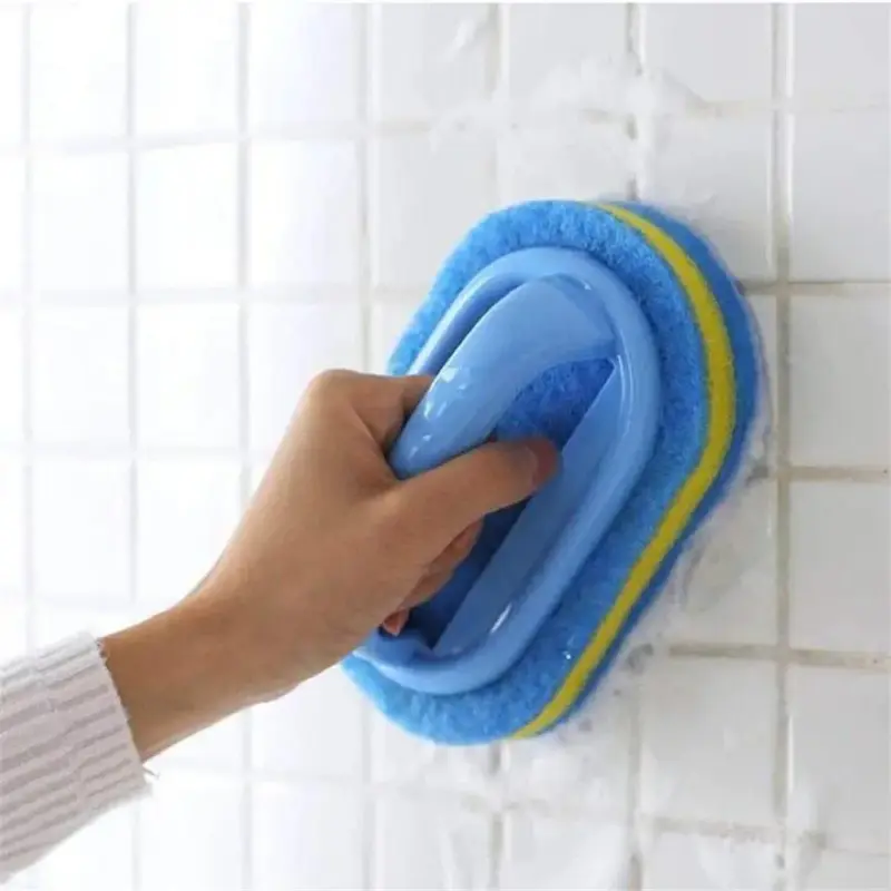 1PC Bathroom Sponge Scrubber Cleaning Brush with Handle Household Tub Tile Scouring Pad for Kitchen Bathroom Toilet Sink Ideal for Homeowners Moms Family Deep Cleaning Essentials Bathroom Cleaning Supplies Household Cleaning Sponges