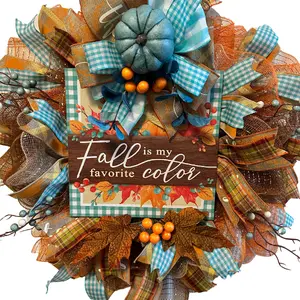 Fall Is My Favorite Color Fall Wreath, Autumn Wreath, 24 inch Pancake Wreath Decor Hanging