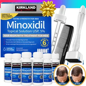 KIRKLAND Signature Minoxidil 5% Hair Loss Treatment Multi-Pack Includes Comb & Dropper (Optional DermaStamp) Hair & Beard Regrowth Solutions Comfort Extra Strength