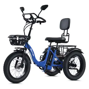 Electric Tricycle for Adults Seniors 750W Fat Tire 3 Wheel E-Trike 48V 13Ah UL2849 Certified Long Range 55 Miles Semi-Recumbent Step-Through Cargo Electric Trike with Dual Baskets Hydraulic Brakes